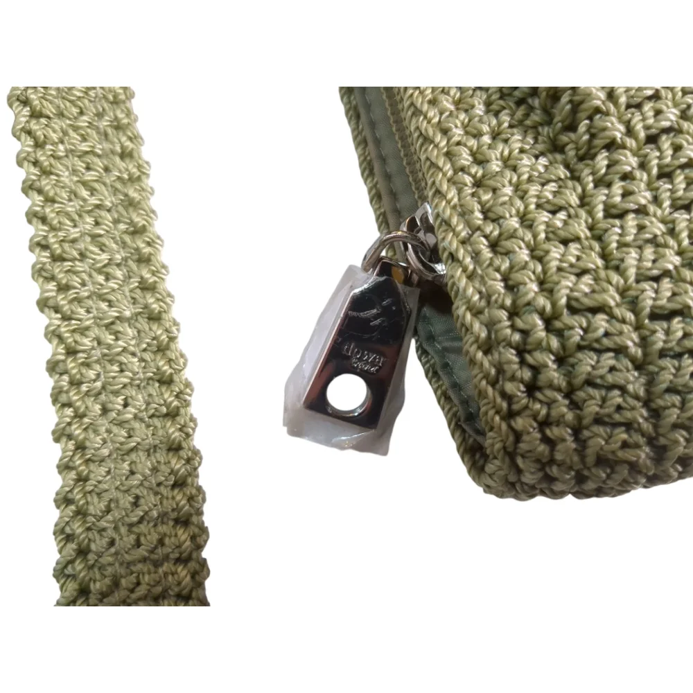 DOWA Summer Crochet Tote Handbag in Earthtones:Olive, Rust & Butter Yellow